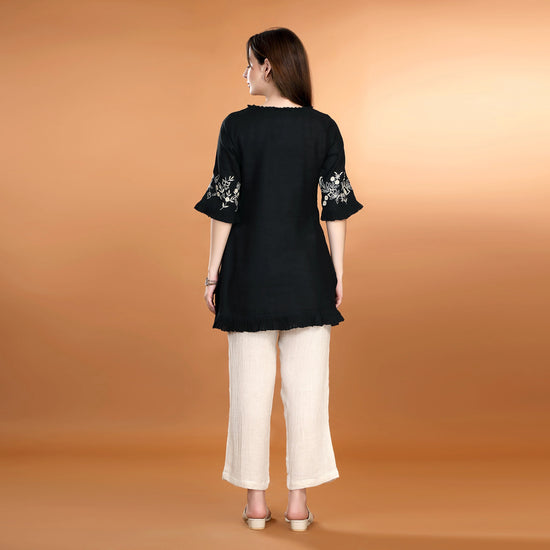 Noir Embroidered Top