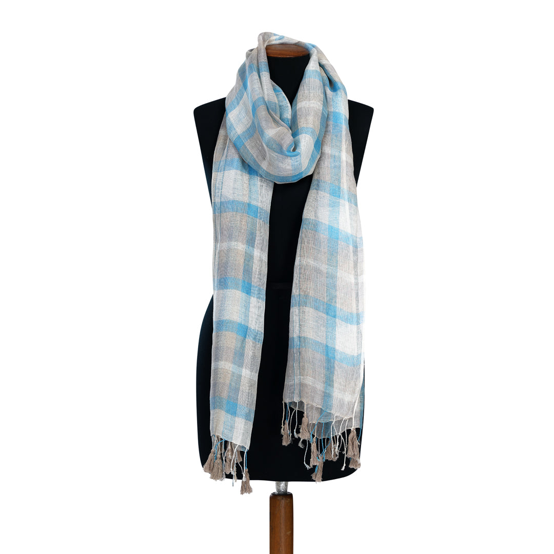 Blue and White Checkered Stole