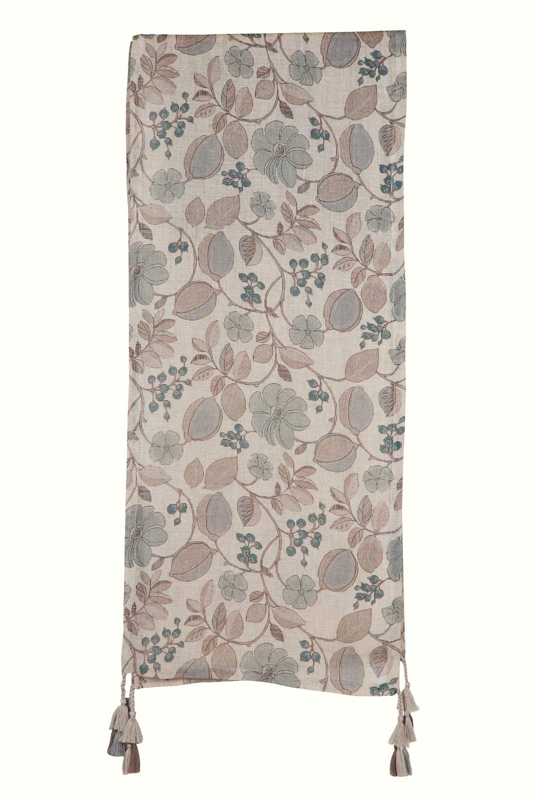 Linen and Linens - Teal and Brown Printed Linen Stole - 3