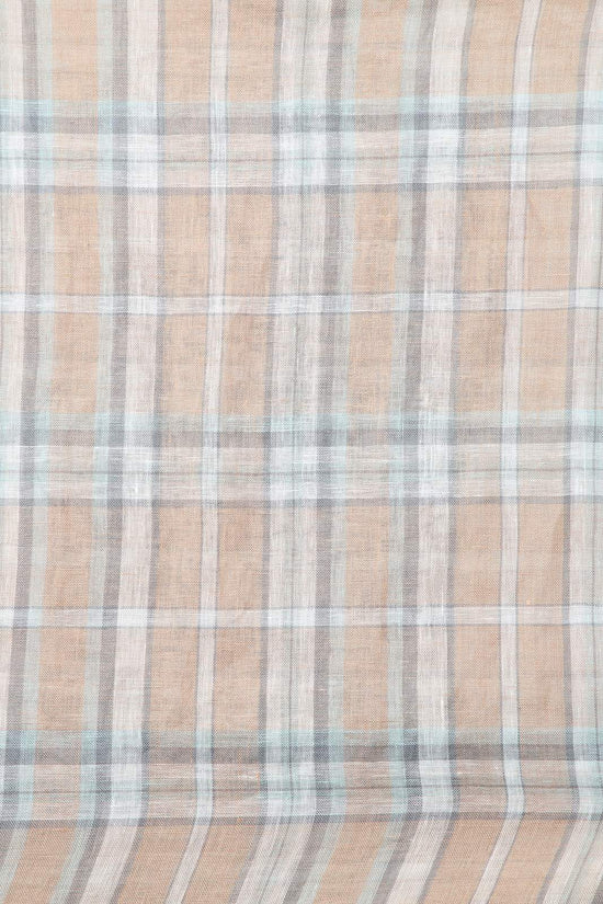 Linen and Linens - Peach Checkered Linen Scarf - 4