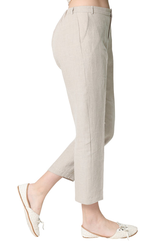 Linen and Linens - Natural Ankle Grazer Pants - 2