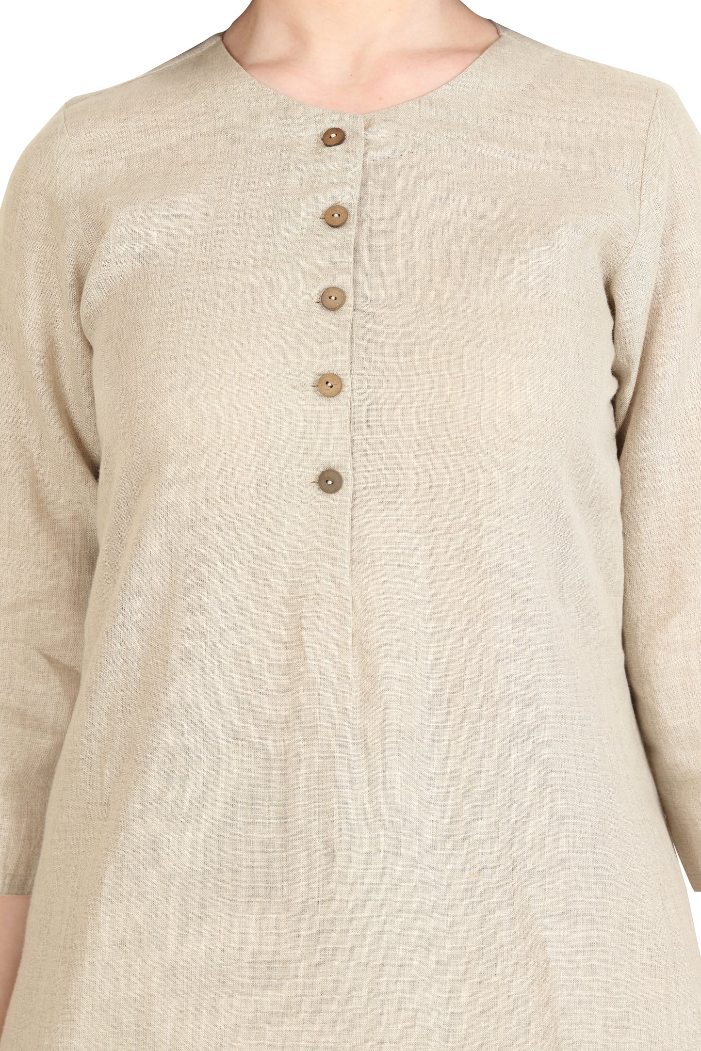 Linen and Linens - Beige Dipped Tunic - 5