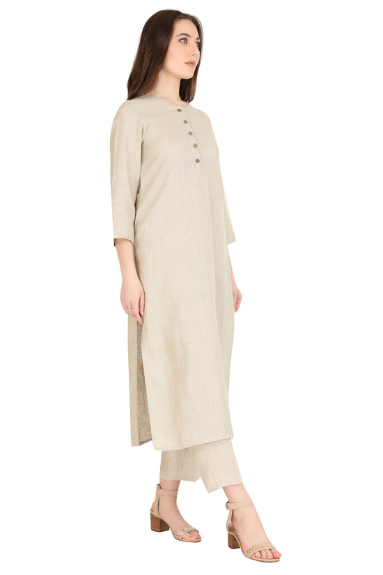 Linen and Linens - Beige Dipped Tunic - 3