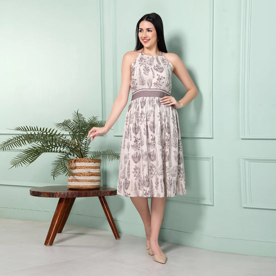 Load image into Gallery viewer, NATURAL PRINT SLEEVELESS DRESS
