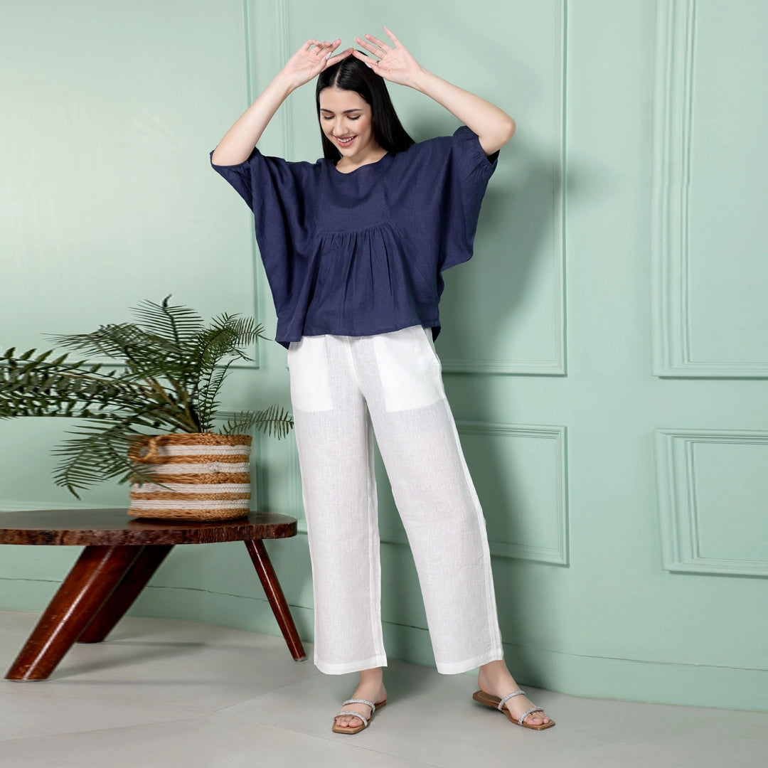 DENIM BLUE RAGLAN CROP TOP