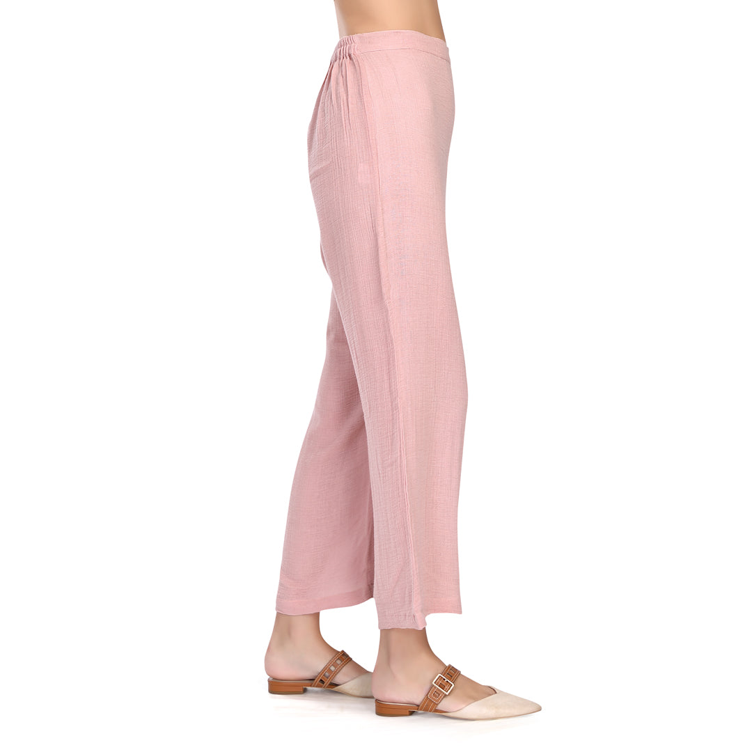 Baby Pink Crush Trousers – Linen and Linens - Main Image