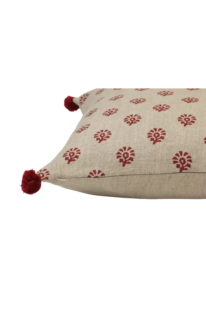 Petal Print Pure Linen Cushion Cover