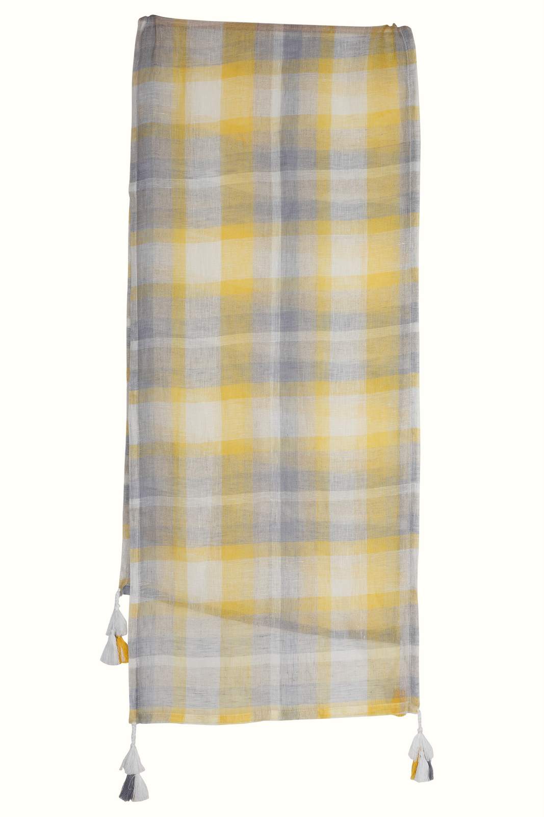Linen and Linens - Mustard Bleach Checkered Stole - 2