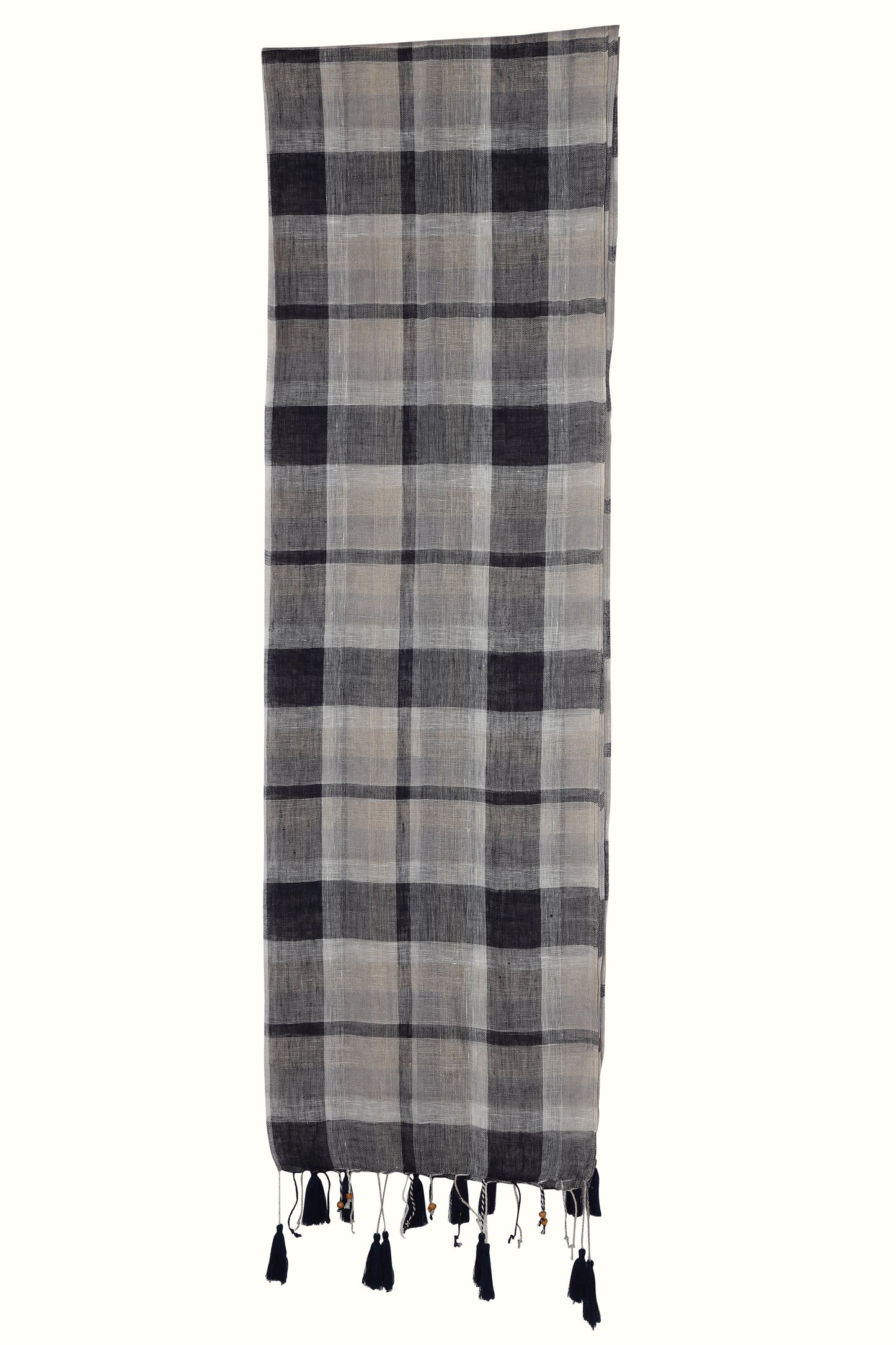 Linen and Linens - Indigo Checkered Linen Scarf - 2