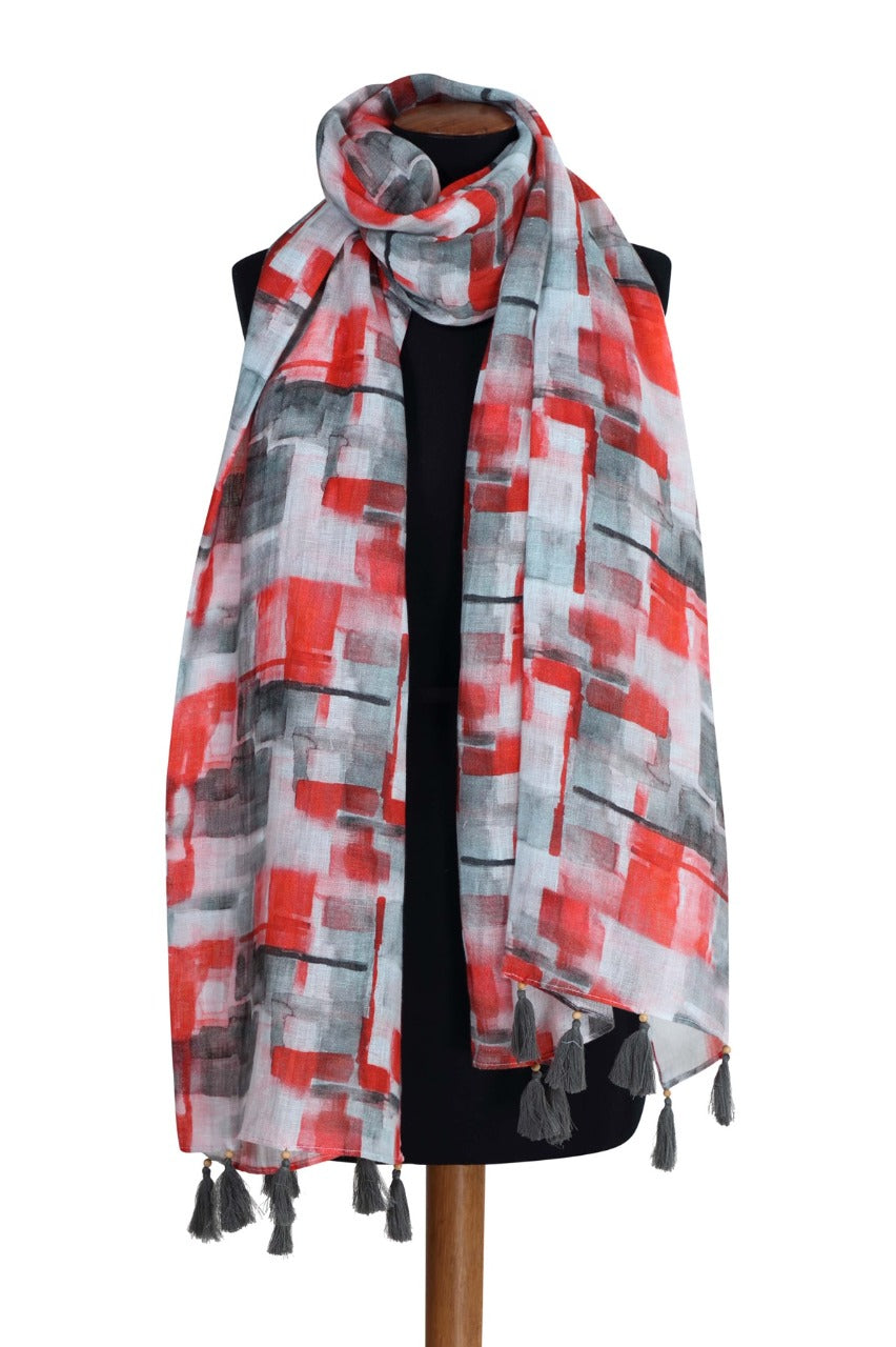 Load image into Gallery viewer, Linen and Linens - Bricklane Printed Linen Scarf - 1
