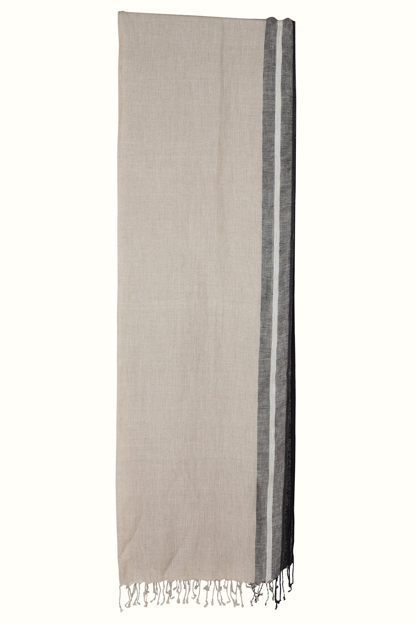 Linen and Linens - Natural and Black Dual Linen Scarf - 3