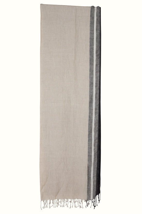 Linen and Linens - Natural and Black Dual Linen Scarf - 3