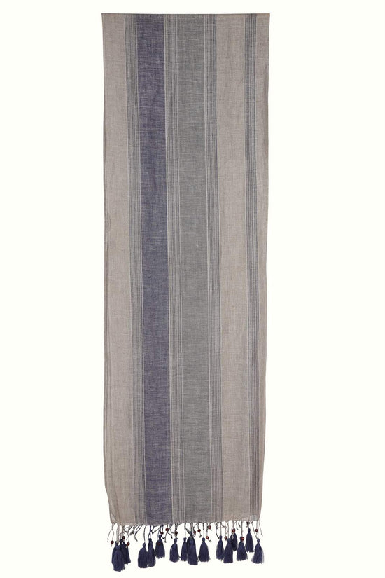 Linen and Linens - Indigo Stripe Linen Scarf - 2