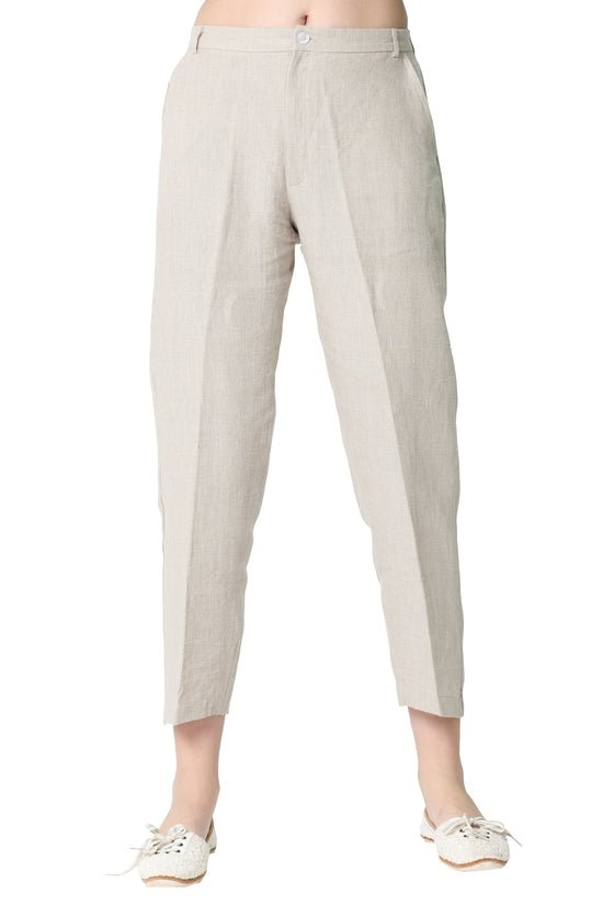 Load image into Gallery viewer, Linen and Linens - Natural Ankle Grazer Pants - 1

