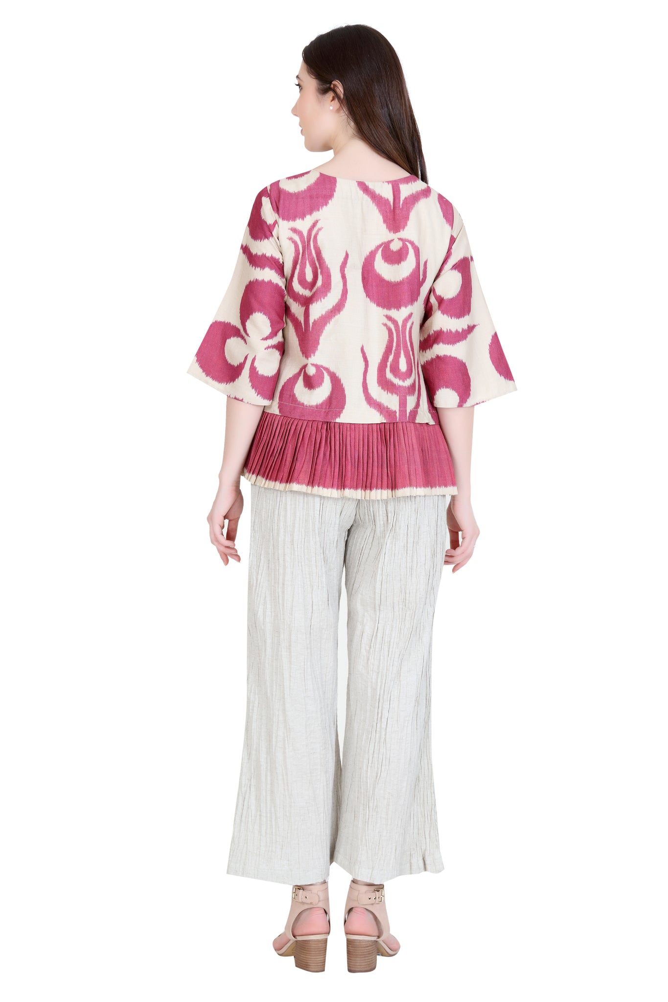 Linen and Linens - Berry Block Printed Shirt - 4