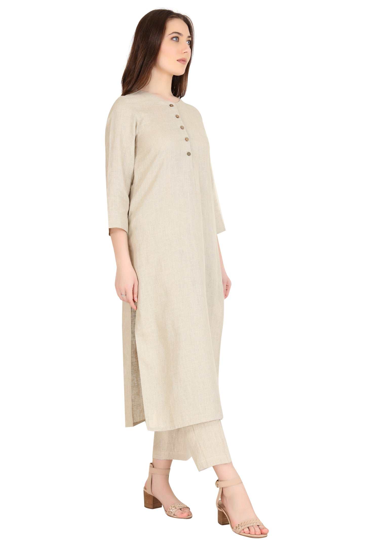 Load image into Gallery viewer, Linen and Linens - Beige Dipped Tunic - 3

