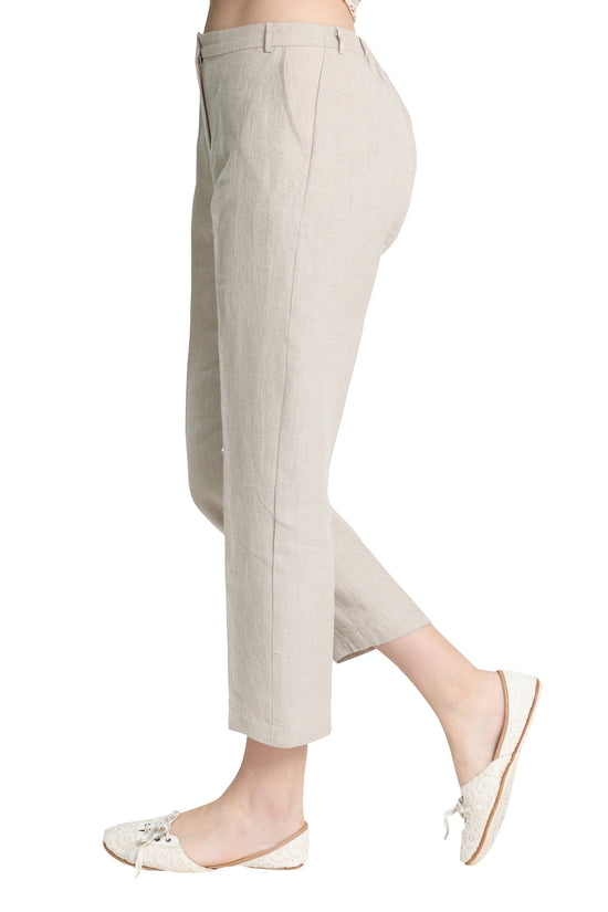 Linen and Linens - Natural Ankle Grazer Pants - 3